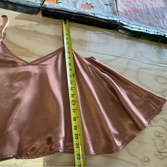 Enza Costa Satin Strappy Satin Swing Style Camisole Bronze Large - Picture 10 of 11